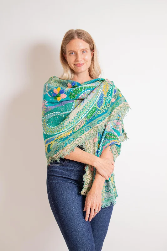 Echo Verbena  Embroidered Shawl