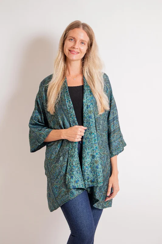 Teal Silk Duster