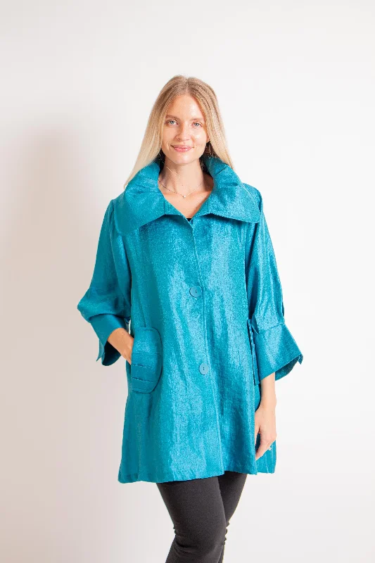 Long Teal Swing Jacket