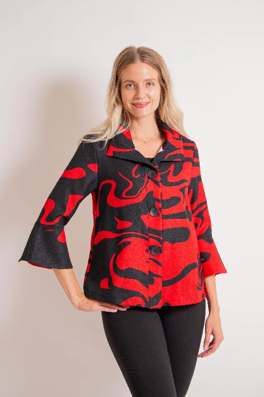 Red/ Black Marble Swirl Short Jacket