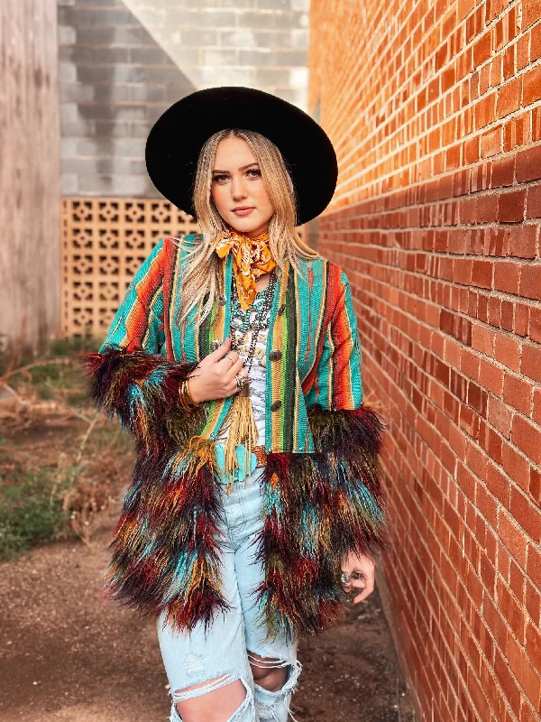 "The Tess" Turquoise Serape Jacket