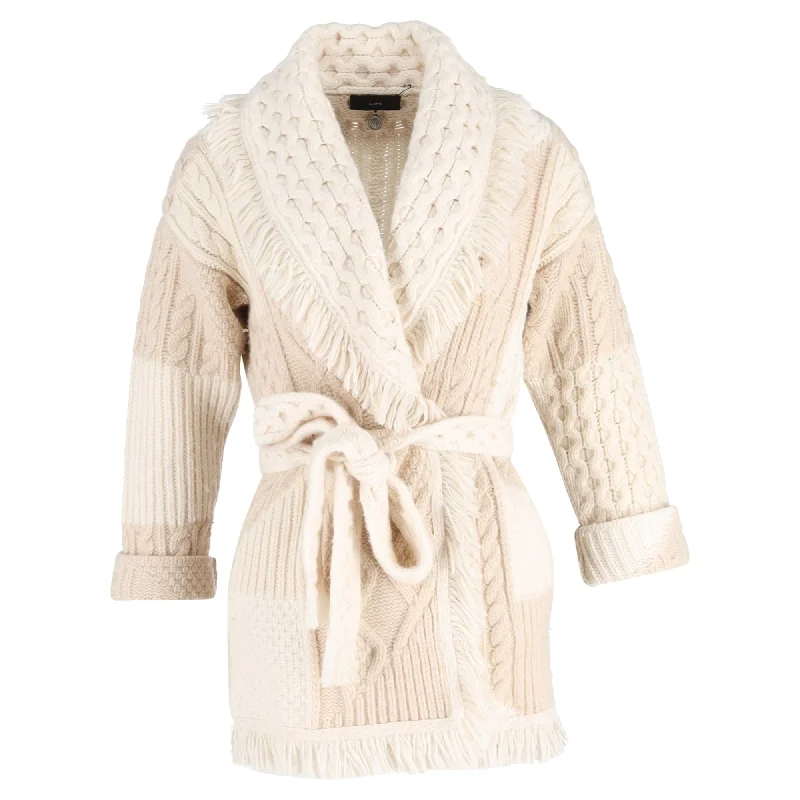 Alanui Talking Glacier Cardigan in Beige Wool