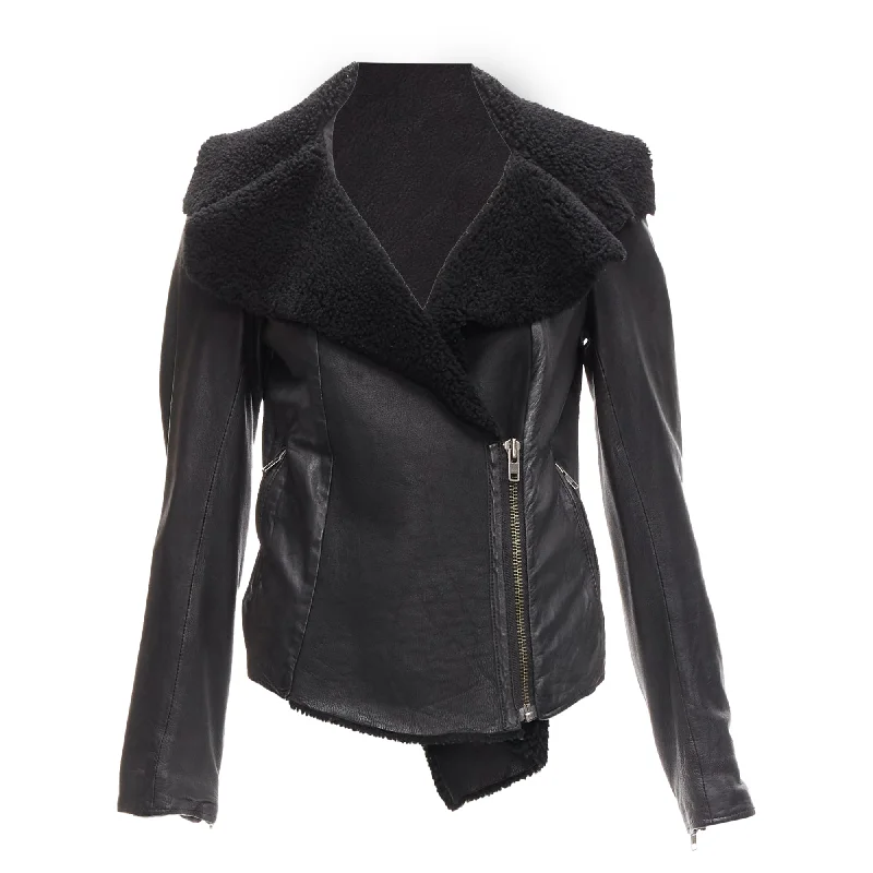 All Saints Nene sheepskin leather shearling lined biker jacket