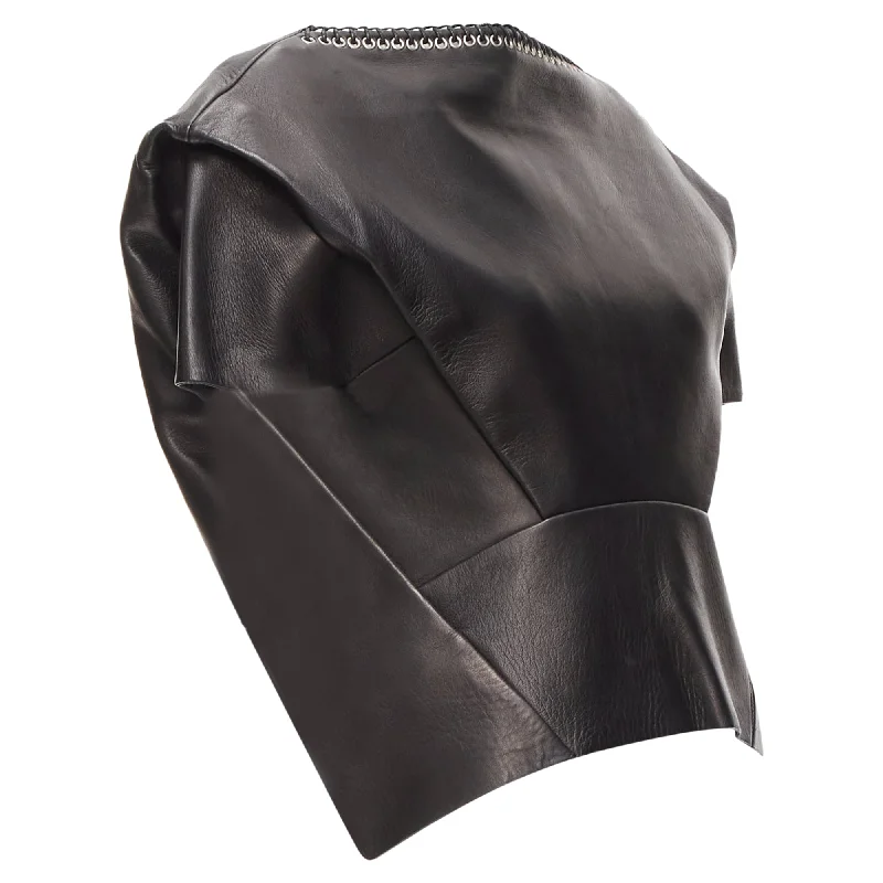 Balenciaga lambskin leather grommet stud boxy cropped top