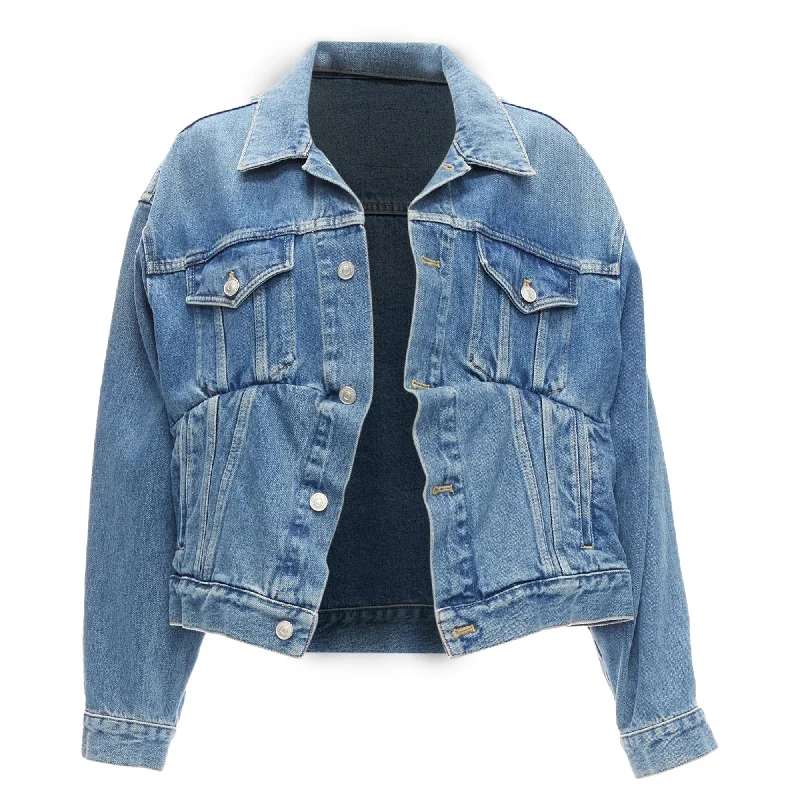 Balenciaga Runway denim Swing reconstructed cropped jacket