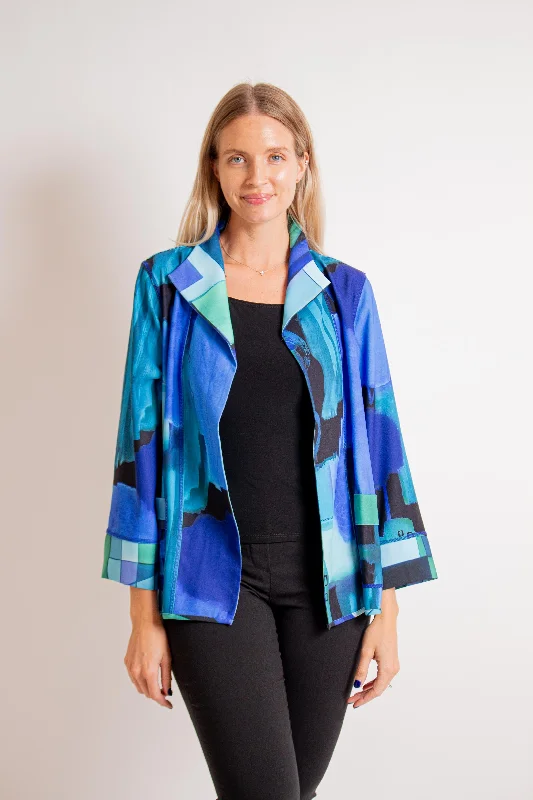 Blue Open Front Reversible Jacket