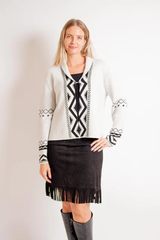 Naomi White & Black Short Cardigan