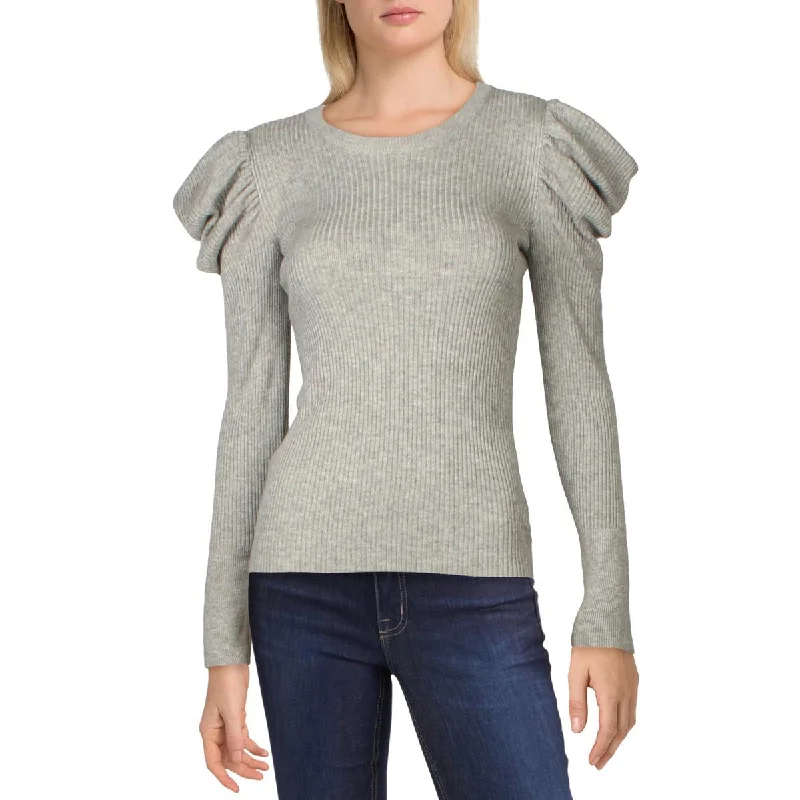 7 For All Mankind Womens Wool Blend Puff Sleeve Crewneck Sweater