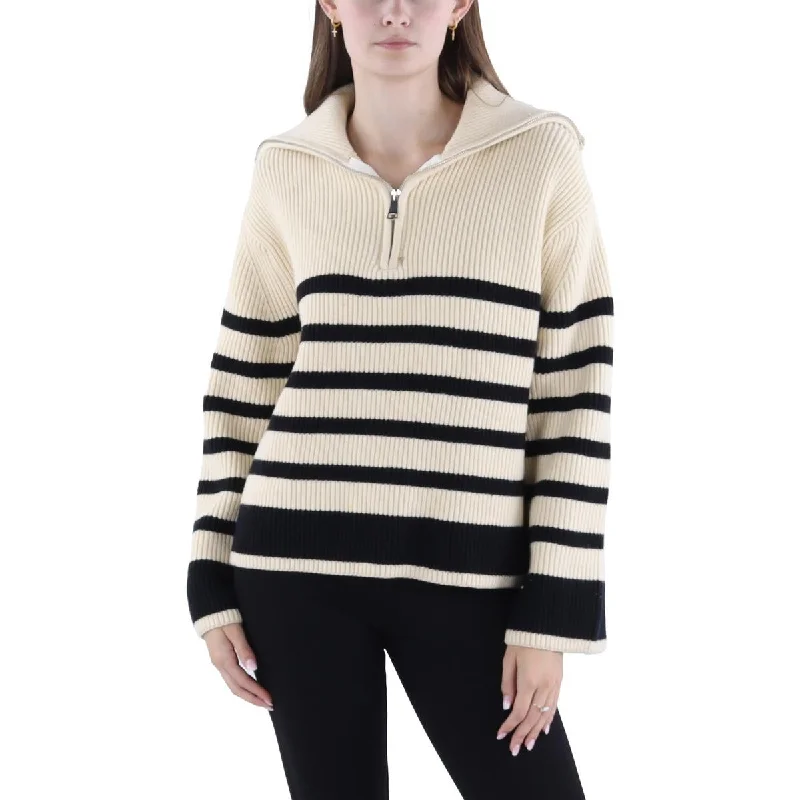 [BLANKNYC] Womens Striped 1/4 Zip Pullover Sweater