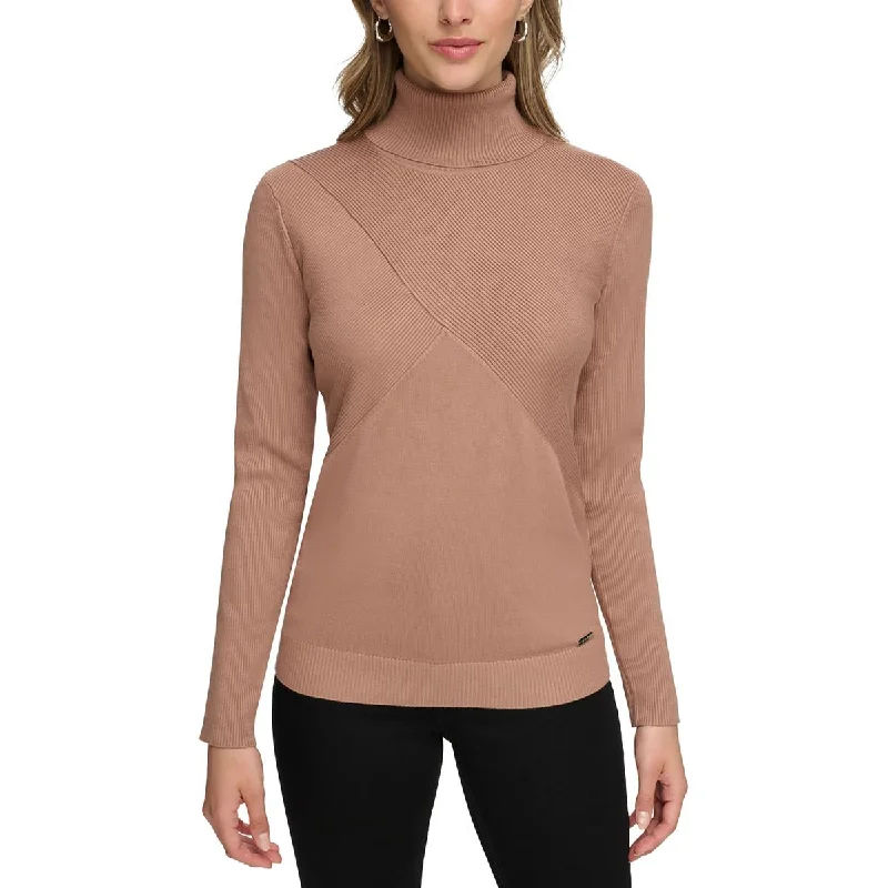 Calvin Klein Womens Long Sleeves Turtle Neck Mock Turtleneck Sweater