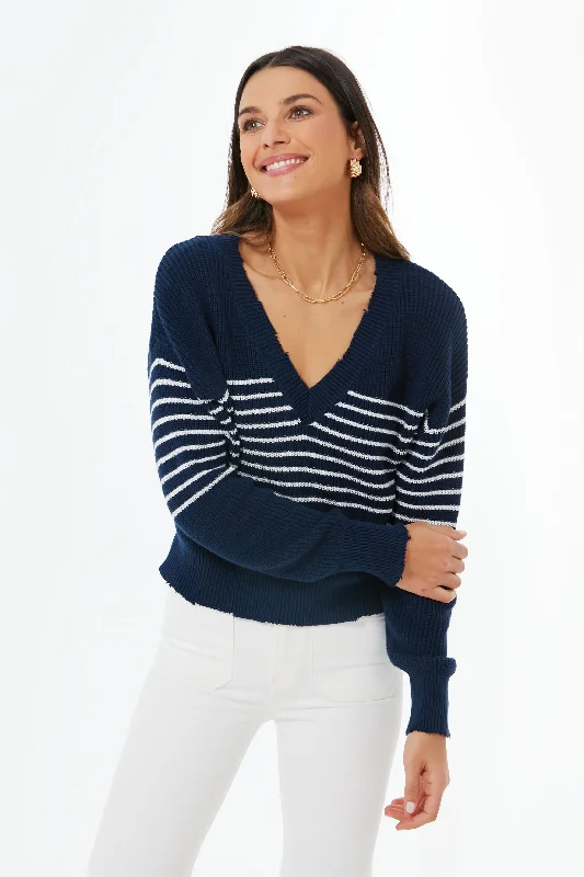 Dark Navy Stripe Lea Cotton Pullover