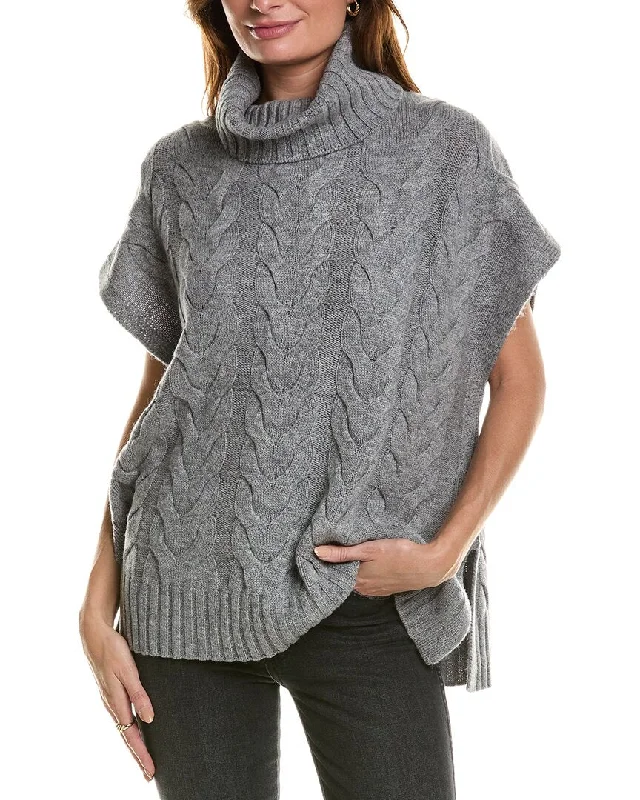 Forte Cashmere Luxe Cable Cowl Wool & Cashmere-Blend Popover Sweater