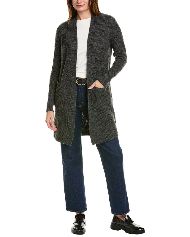 Forte Cashmere Rib Long Wool & Cashmere-Blend Cardigan