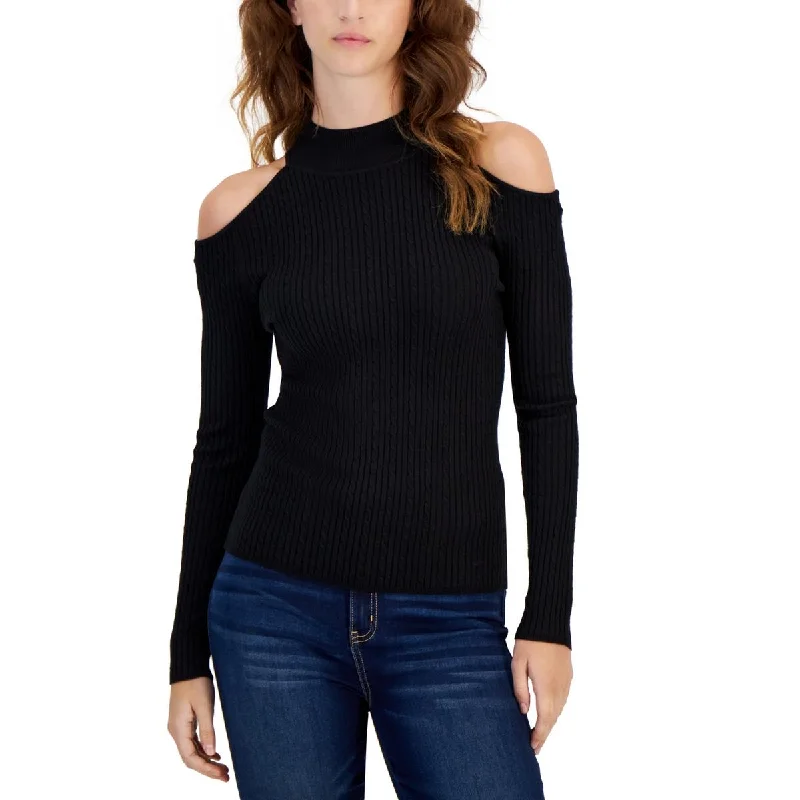 Hooked Up Womens Ribbed Lurex Pullover Sweater