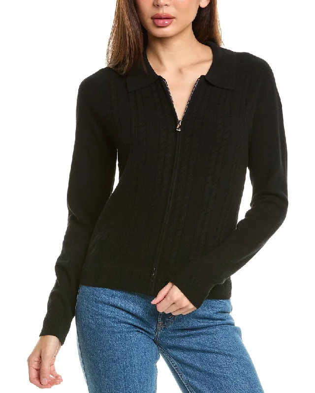 InCashmere Zip Front Cashmere Cardigan