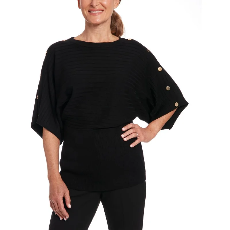 Joseph A. Womens Embellished Ribbed Crewneck Sweater