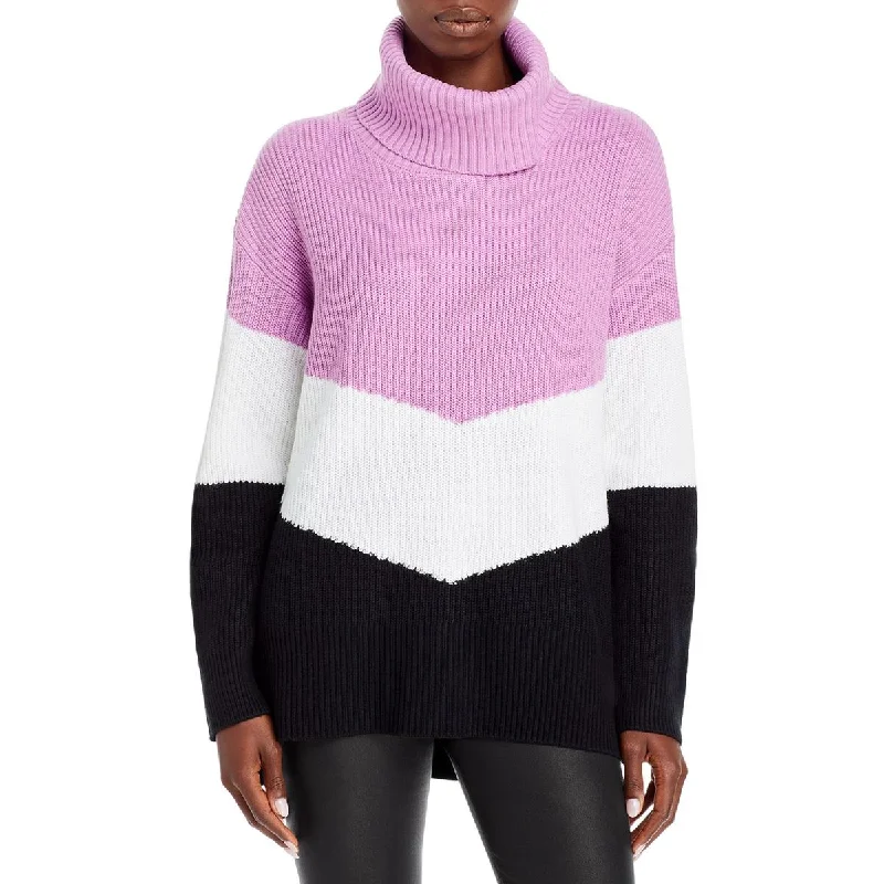 Karl Lagerfeld Paris Womens Colorblock Cowl Neck Pullover Sweater