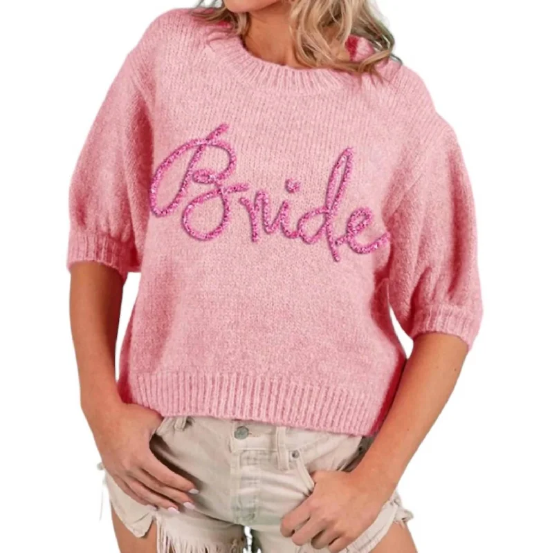 Metallic Sweaters In Bride Pink