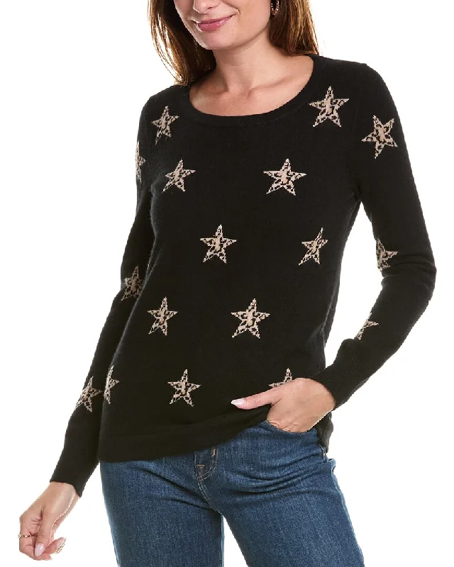 QUINN Leopard Star Intarsia Cashmere Sweater