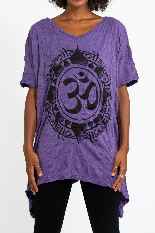 Womens Infinitee Om Loose V Neck T-Shirt in Purple