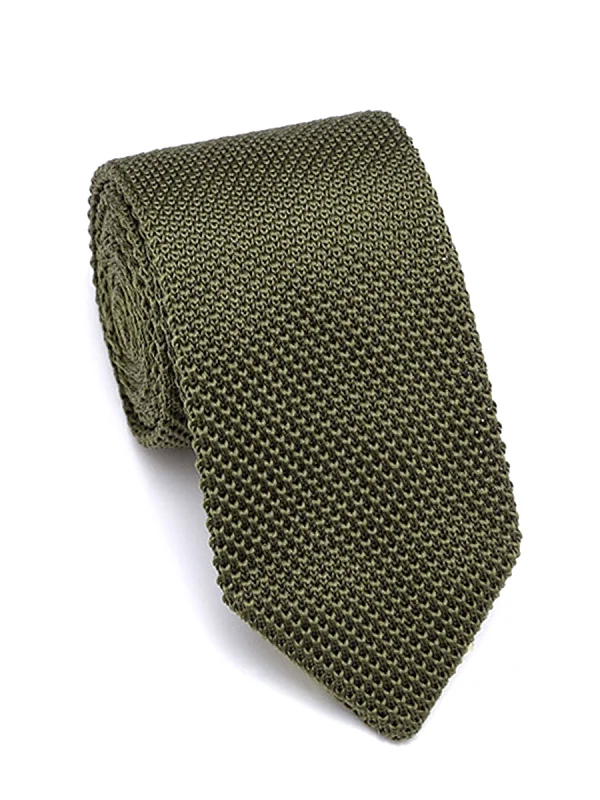 Knit Tie - Olive Green