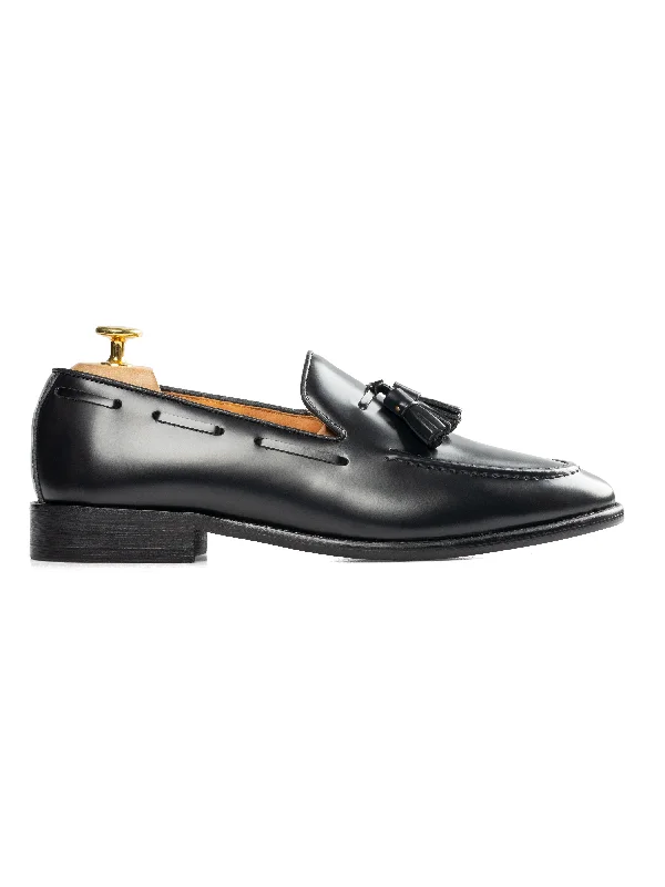 Tassel Loafer - Black Polished Leather