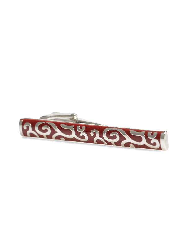 Tie Clip - Batik Spiral Red