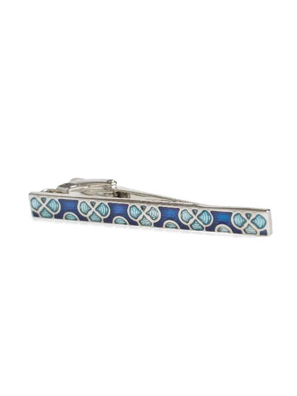 Tie Clip - Geo Batik Blue