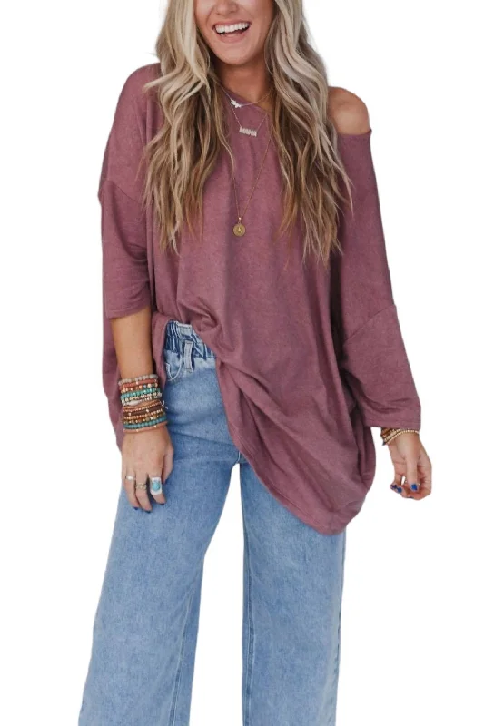 Sunday Stroll Oversized Tee In Mauve