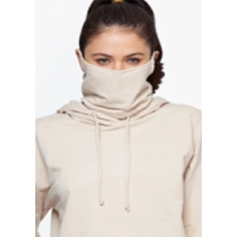 Betsy & Adam Women's Cropped Hoodie & Face Mask Brown Size X-Small