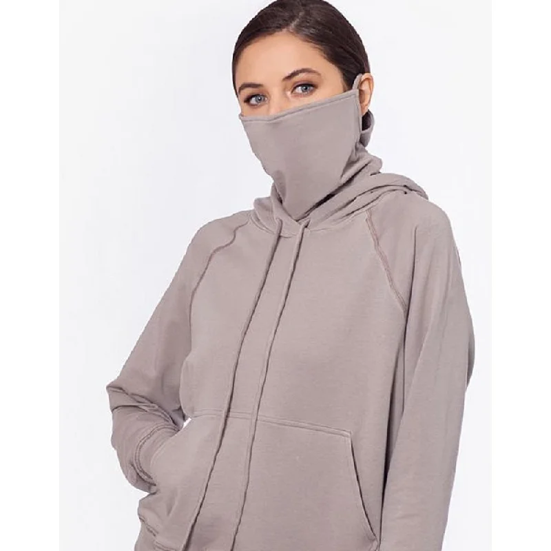 Betsy & Adam Women's Hoodie With Removable Mask Gray Size Small