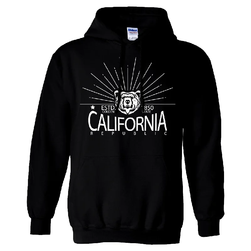 California Golden State White Print Sweatshirt Hoodie