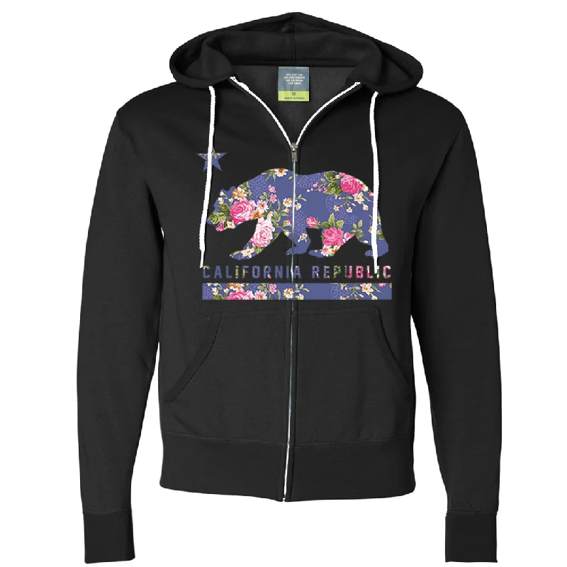 California Republic Paisley Flower Bear Zip-Up Hoodie