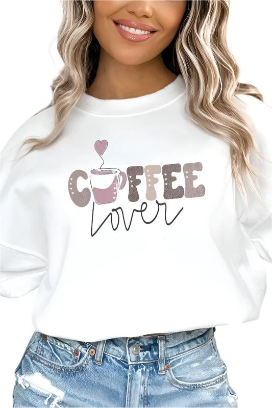 Coffee Lover Cute Hearts Graphic Sweatshirt