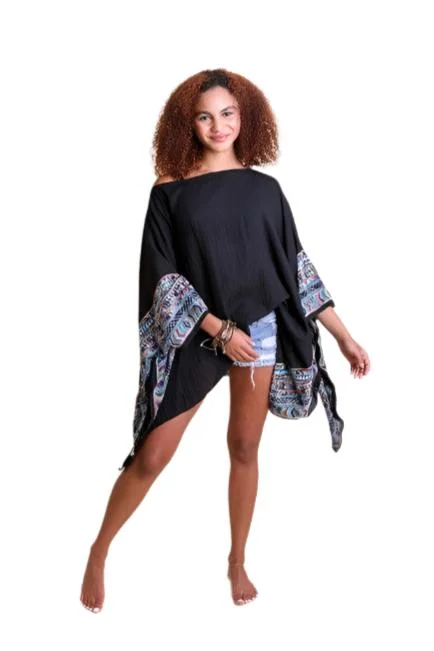 Geometric Embroidered Sleeve Kimono