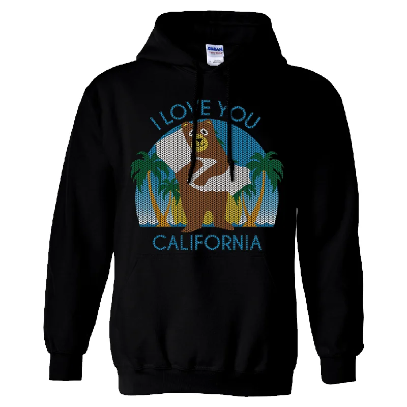 I Love You CA Knit Style Bear Sweatshirt Hoodie