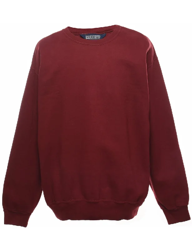 Maroon Plain Round Neck Sweatshirt - L