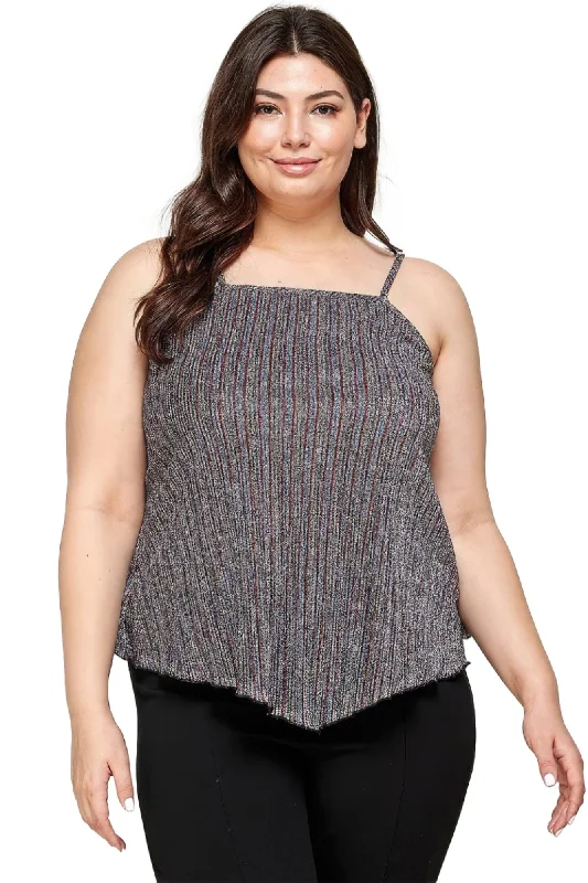 Metallic Stripe Handkerchief Plus Size Top