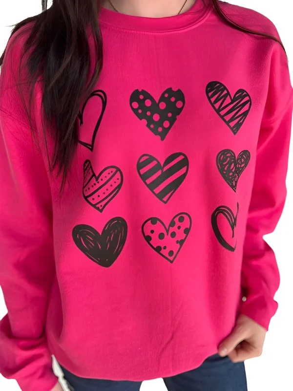 Women's Plus Size Multi Hearts Sweatshirt