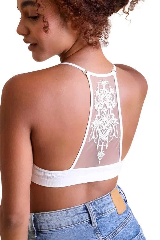 Tattoo Mesh Racerback Bralette