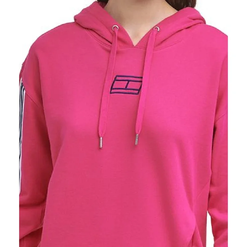 Tommy Hilfiger Women's Sport Varsity Stripe Hoodie Pink Size X-Small