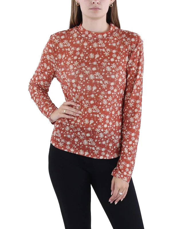 Petites Womens Printed Polyester Pullover Top