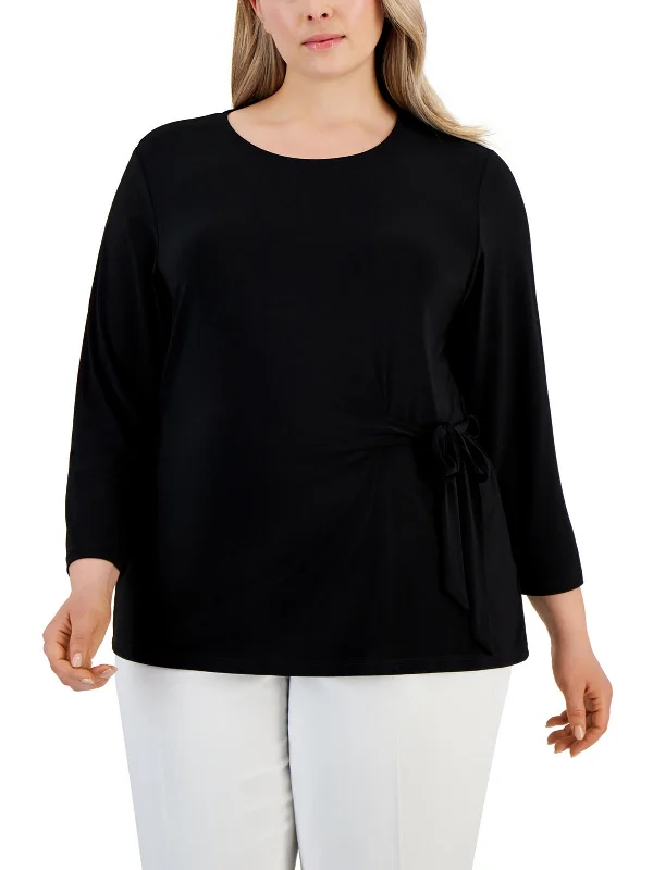 Plus Womens Boatneck Office Pullover Top