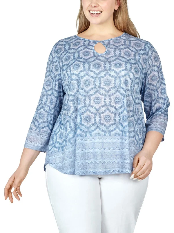 Plus Womens Keyhole Z Pullover Top