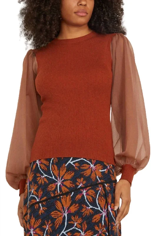 Sabrina Pullover Top In Redwood