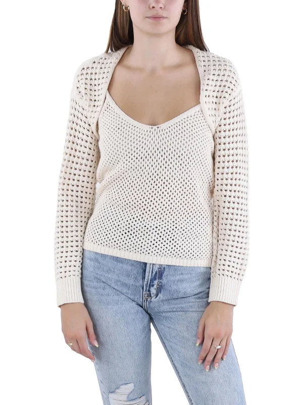 Sammy Womens Crochet Shrug Pullover Top