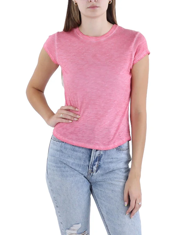 Womens Crewneck Short Sleeve Pullover Top