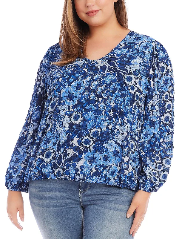 Womens Floral Shirt Pullover Top