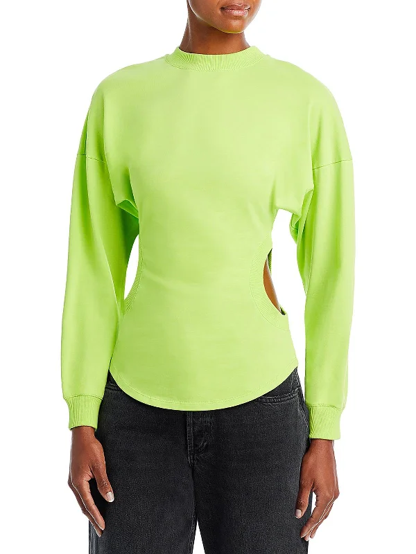 Womens Long Sleeve Ribbed Trim Pullover Top