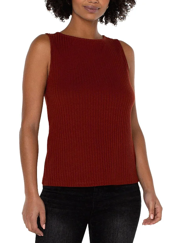 Womens Ribbed Sleeveless Pullover Top